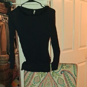 Forever 21 Black Ribbed Long Sleeve Top
